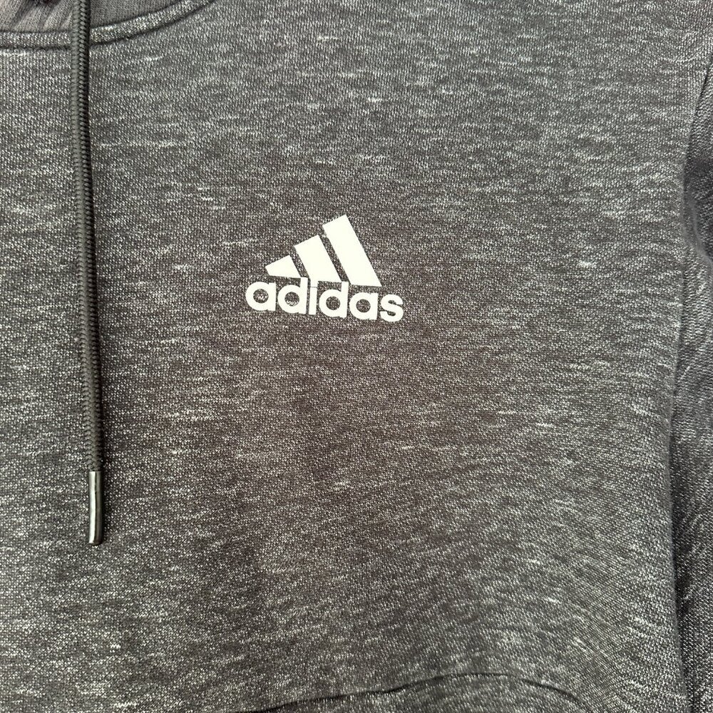 ADIDAS MEN'S GRAY & DARK GRAY HOODIE THREE -STRIPES ON THE CUFFS, L (LARGE) - Picture 5 of 13